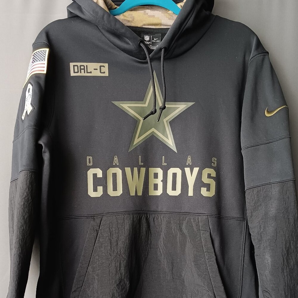 Nike Dallas Cowboys Hoodie Men Medium Black Green Camo Salute Service On Field